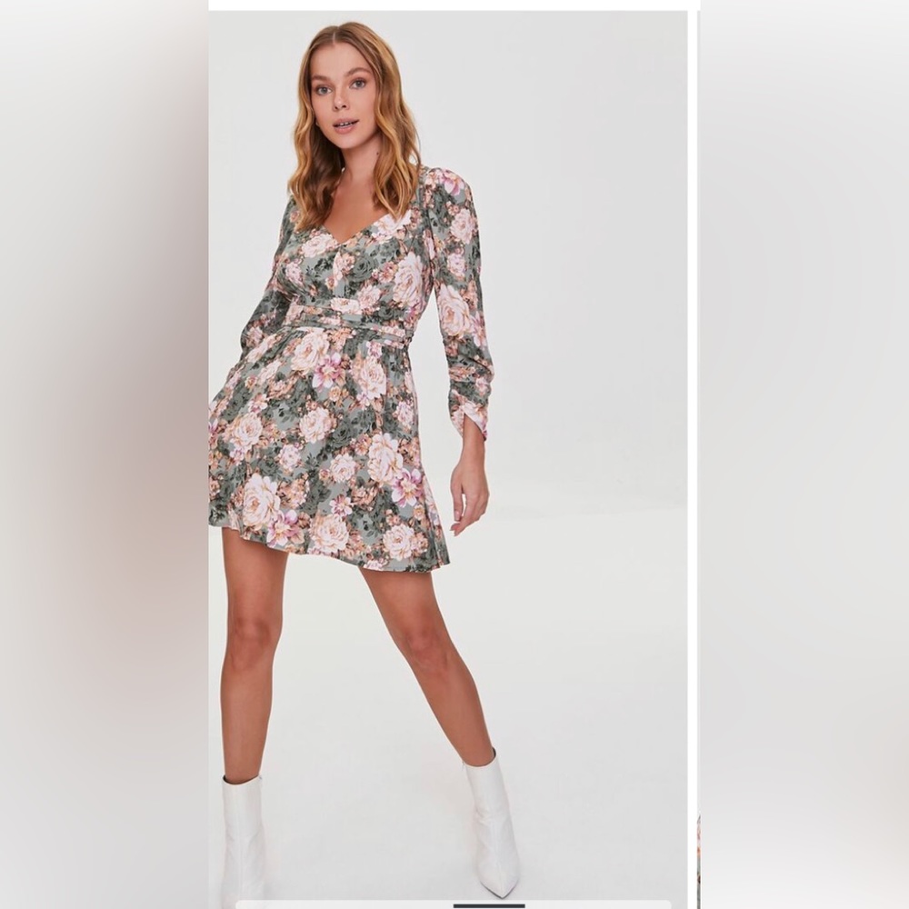 Floral Print Cutout Mini Dress
